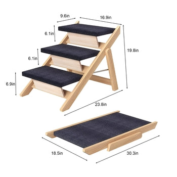 Foldable pet ramp and stairs for senior dogs