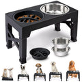 Raised elevated dog feeder with stainless bowls